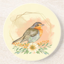 Pretty Watercolor Robin and Wildflower Frame 