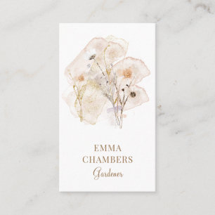 Pretty Watercolor Rustic Pressed Flowers Gardener  Business Card