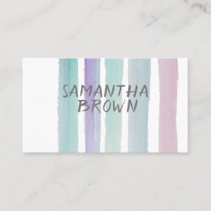 pretty watercolor stripes custom business cards