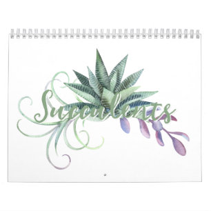 Pretty Watercolor Succulents 20xx Calendar