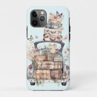 Pretty watercolor suitcases car trunk floral trip