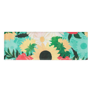 Pretty watercolor Sunflower Daisies & Poppy Flower Name Tag