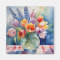 Pretty watercolor tulips in glass vase magnet