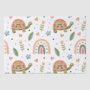 Pretty Watercolor Turtle and Rainbow Pattern Tissue Paper