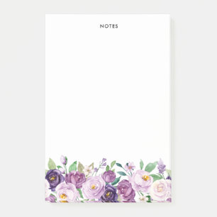 Pretty Watercolor Violet Purple Flowers Post-it Notes