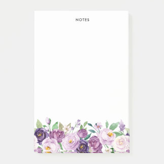 Pretty Watercolor Violet Purple Flowers  Post-it Notes
