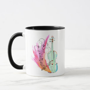 Pretty Watercolor Violin Mug