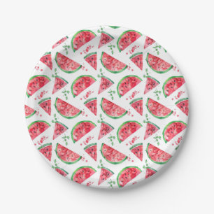 Pretty Watercolor Watermelon Paper Plate
