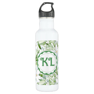 Pretty Watercolor White Flowers Personalised 710 Ml Water Bottle