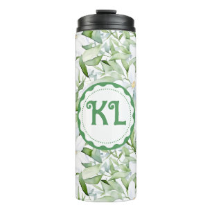 Pretty Watercolor White Flowers Personalised Thermal Tumbler