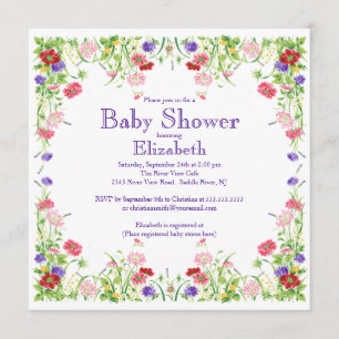 Pretty Watercolor Wildflower Floral Baby Shower Invitation