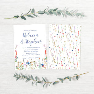Pretty  Watercolor Wildflower  Wedding Invitation