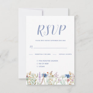 Pretty Watercolor Wildflower Wedding RSVP Card