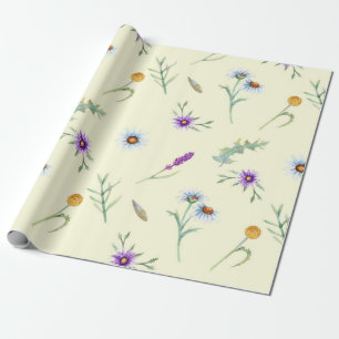 Pretty Watercolor Wildflowers Floral Wrapping Paper