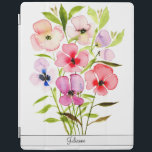 Pretty Watercolor Wildflowers with Name iPad Cover<br><div class="desc">This beautiful iPad cover features a hand painted bouquet of watercolor wildflowers. The colourful hues include red,  pink,  purple,  blue,  green,  peach and a variety of other shades. The pretty feminine design is perfect for any woman,  and her name is across the bottom in elegant script lettering.</div>