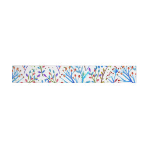 Pretty watercolor winter foliage pattern design wraparound address label