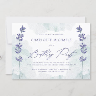 Pretty Watercolor with Script Birthday Party Invitation