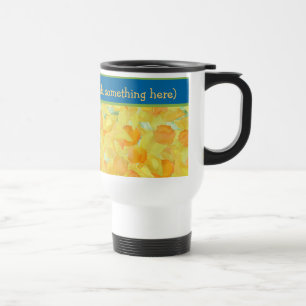 Pretty Watercolour Golden Daffodils with Blue Band Travel Mug