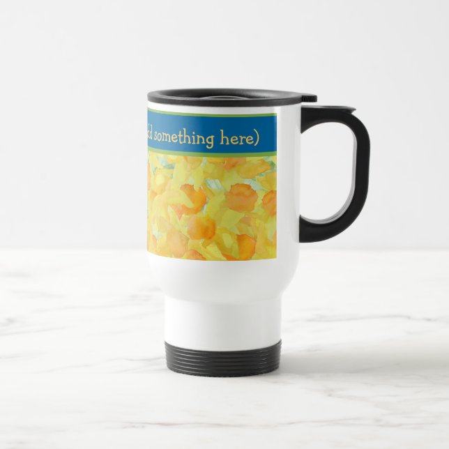 Pretty Watercolour Golden Daffodils with Blue Band Travel Mug (Right)
