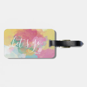 Pretty Watercolour Let's Go Quote   luggage tag