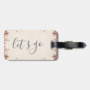 Pretty Watercolour Let's Go Quote   luggage tag
