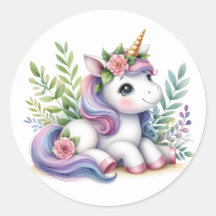Pretty Watercolour Unicorn Stickers