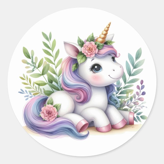 Pretty Watercolour Unicorn Stickers (Front)