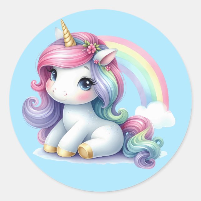 Pretty Watercolour Unicorn Stickers (Front)