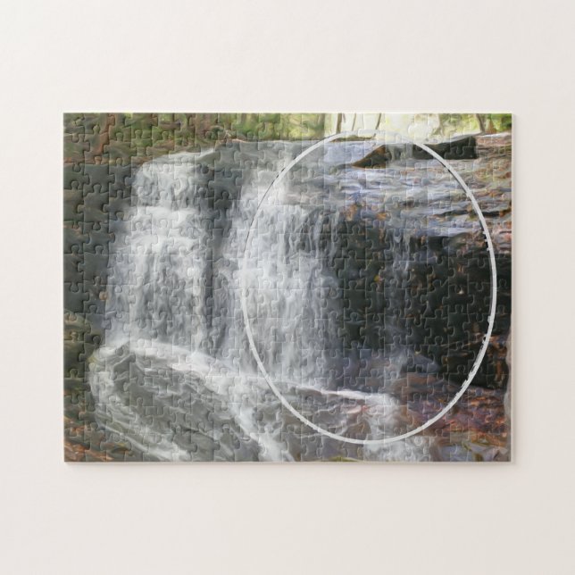 Pretty Waterfall Oil Painting Add Your Photo Jigsaw Puzzle (Horizontal)