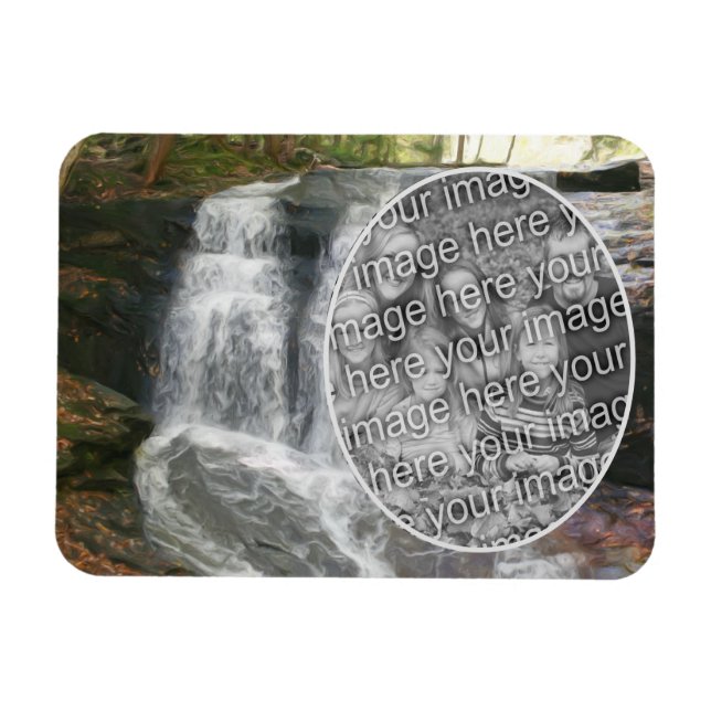 Pretty Waterfall Oil Painting Add Your Photo Magnet (Horizontal)