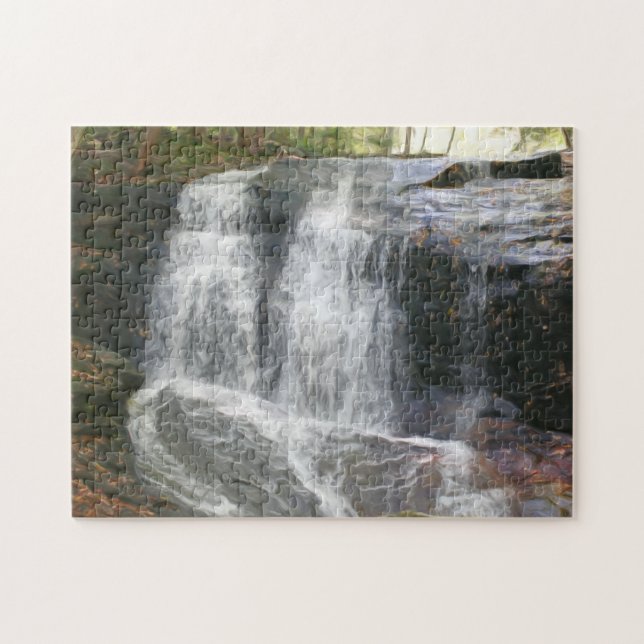 Pretty Waterfall Oil Photo Painting  Jigsaw Puzzle (Horizontal)