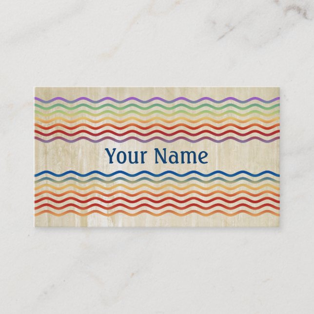 Pretty Waves coloured + your backgr., text & ideas Business Card (Front)