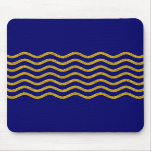 Pretty Waves gold + your backgr., text & ideas Mouse Mat