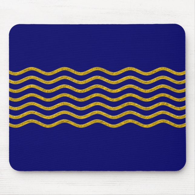 Pretty Waves gold + your backgr., text & ideas Mouse Mat (Front)
