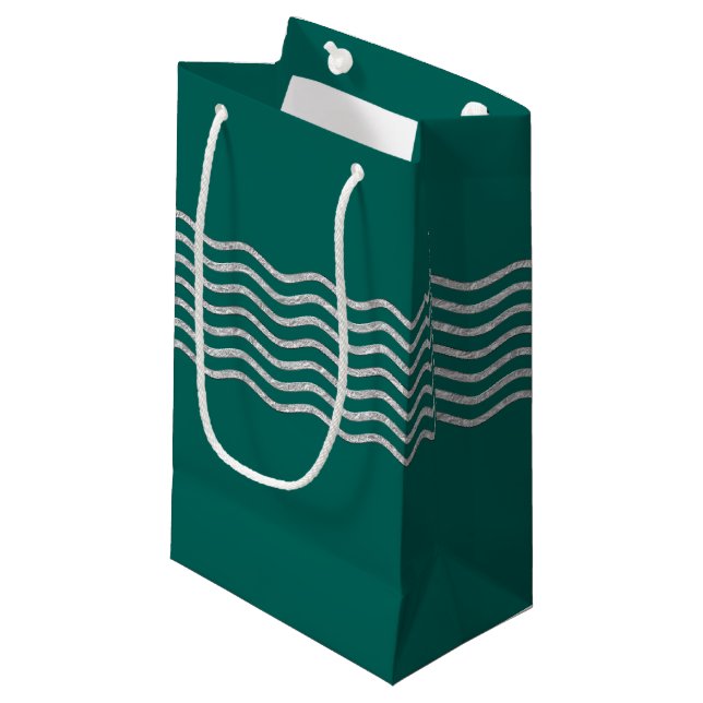 Pretty Waves silver + your backgr., text & ideas Small Gift Bag (Front Angled)
