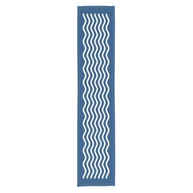 Pretty Waves white + your background & ideas Short Table Runner (Front)