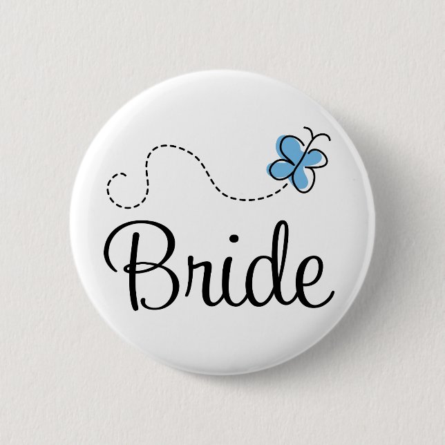Pretty Wedding Day Bride Blue Button (Front)