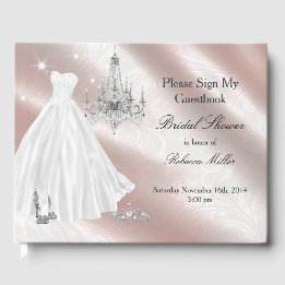 Pretty Wedding Dress Bridal Shower Guest Book