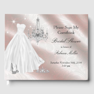 Pretty Wedding Dress Bridal Shower Guest Book