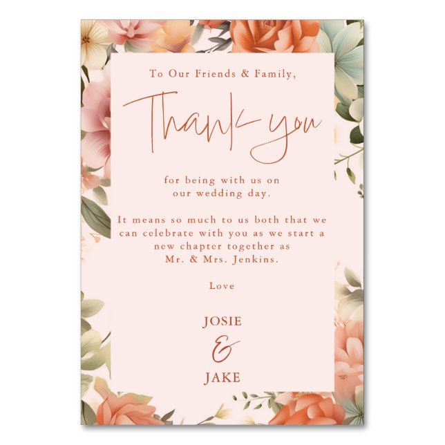 Pretty Wedding Flowers Border Thank You Card (Front)