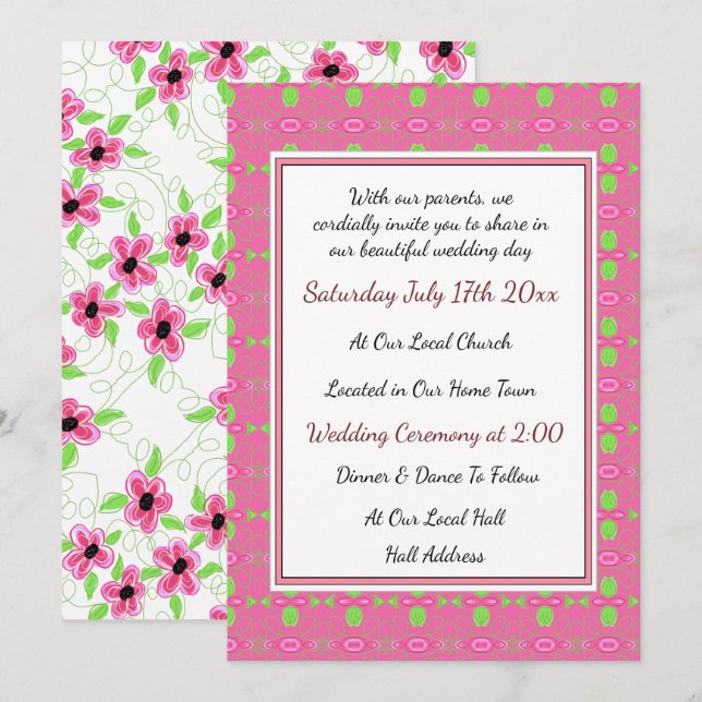 Pretty Wedding Invitation (Front/Back)
