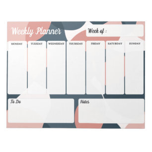 Pretty Weekly Planner Modern Minimalist Notepad