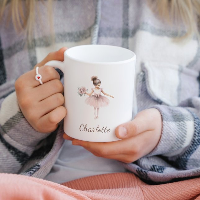 Pretty Whimsical Ballerina Floral Kid Name Coffee Mug (Creator Uploaded)