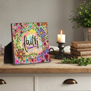 Pretty Whimsical Floral Faith Plaque