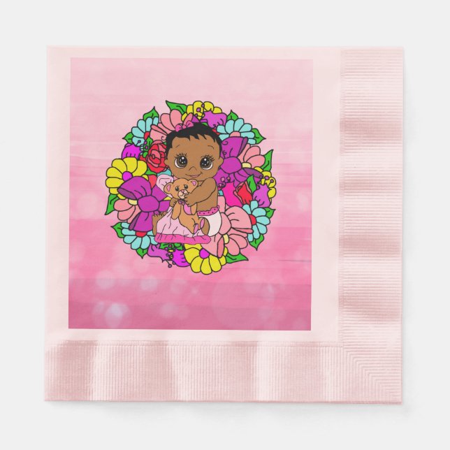 Pretty whimsical Floral Girl's Baby Shower Ethnic Napkin (Front)