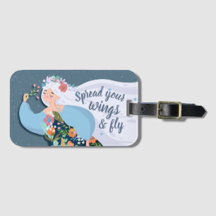 Pretty Whimsical Flower Lady Travel Quote Luggage Tag