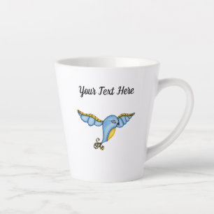 Pretty Whimsical Flying bluebird Scrolled Tail  Latte Mug