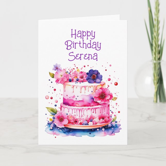 Pretty Whimsical Personalised Girl's Birthday Card (Front)