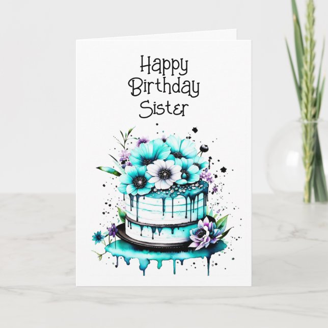 Pretty Whimsical Personalised Sister's Birthday Card (Front)
