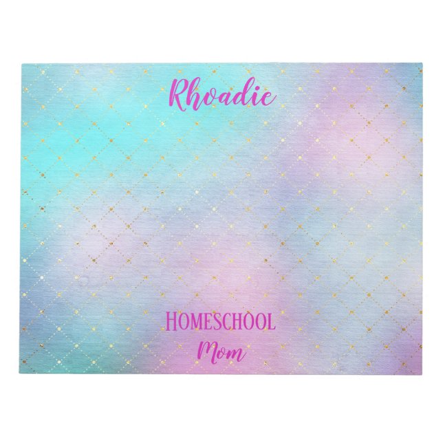 Pretty Whimsical Pink and Blue Ombre Notepad (Front)